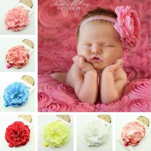 Europe Baby Lace Big Flower Hairband Head Bands Infant Toddler Kids Elastic Headwear Prop Photography Children Hair Accessory 13247