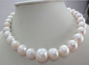 Charmig 12-15mm Vit Akoya Natural Pearl Necklace 18 tum 14k guldlås