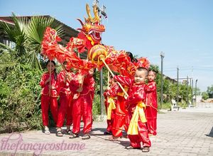 D 12.7 م الحجم 6 # 12 Kids Silk Dragon Dragon Dance Props Folk Fore Party Compans Massume Costume Kungfu Longdeng