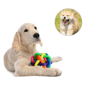färgglada husdjur träning boll husdjur hund katt ljud tugga leksak valp tuggar elastiska boll leksaker katt ljud pedagogiska leksaker mini gummi regnbåge boll