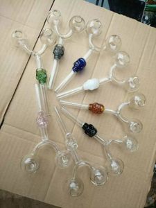 New Glass double Burner glass pipe skull Smoking Tube water pipe with double joints for dry herb