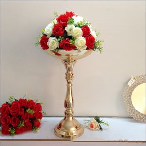Golden flower rack height 52 cm wedding table centerpieces event party flower road lead home vase decoration 1 lot = 10 pcs