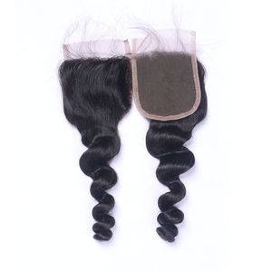 Lace Closure Loose Wave 100% Virgin Brazilian Hair Weave Closure 4x4 Lace Closure Hair Piece Three Part Lace Natural Color 8-20 Inch