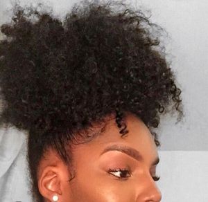 Natural puff 100% human hair ponytail afro kinky curly drawstring ponytail extensions, brazilian virgin hair pony tail afro kinky curly hair