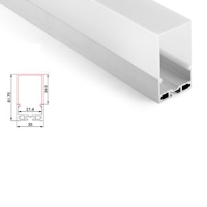 50 x 1mセット/ロットU字型LEDストリップアルミニウムチャンネルと40mmディープカバーLEDペンダントプロファイルの天井またはサスペンションランプ