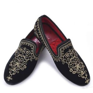 Luxurious handmade embroidery with paisley men's velvet loafers, men's wedding parties and party men's flat shoes