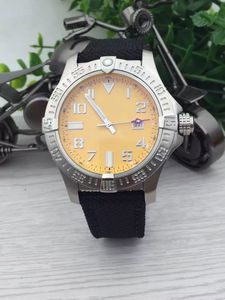 DHgate Selected Store New Watches Men Yellow Dial Nylon Band Watches Automatic Mechanical Mens Dress Watches