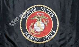 Svart USMC Marines Marine Corps Emblem Flag 3ft x 5ft Polyester Banner Flying 150 * 90cm Anpassad flagga utomhus