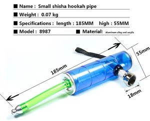 mini narghilè portatile da viaggio Pipa a base di erba secca Percolatore tabacco Tubi d'acqua Bong Olio da fumo Concentrato di alluminio Tubo di gorgogliamento in plastica acrilica