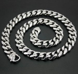 Heavy 15mm wide 18-32 inch stainless steel silver large curb link chain necklace for mens holiday gifts cool