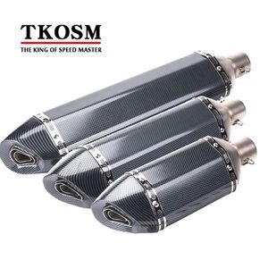 TKOSM 570mm 460mm 370mm Evrensel Giriş 51mm Motosiklet Egzoz Susturucu Boru ATV Çoğu Motocross Slip-on Için Sticker Ile Kaçış