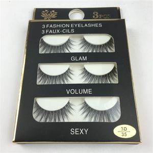 3D FALSE EYGRASS 3 PAIRS/LOT HOT Mixed Styels Makeup Handgjorda mjuka tjocka falska ögonfransar Förlängningsverktyg Hög kvalitet