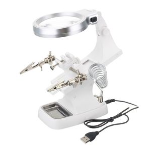3x x LED Helping Hand Vergrootglas Solderen Iron Stand Lens Vergrootglas Klem Horloge Reparatie Tool Soldeerijzer Gun Stand