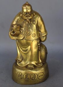 Chinois Laiton Propriétaire Propriétaire Steward Tenez Yuanbao Livre Stand Statue