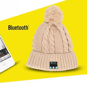 Cappello Bluetooth Wireless v4.0 cuffie uomini donne donne inverno cappello da musica all'aperto a maglia a cuffie stereo a cuffie stereo a mano per telefoni cellulari