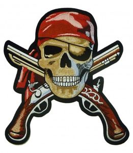 Teschio pirata audace con toppa per pistole, ferro ricamato pirata o toppe cucite 2,75 * 3 POLLICE Spedizione gratuita
