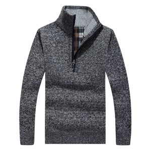 Wholesale- Thick Warm Winter Sweaters Coat Men's Zipper Pullover Cashmere wool Sweaters Man Casual Knitwear Fleece Velvet Clothing 50wy