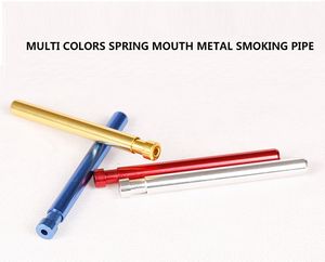 Multi color spring mouth metal tube 82mm aluminum alloy Smoking Pipe with spring bats can clean itself in stock