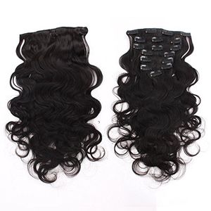 Clip In Double Wefts Peruvian Human Hair Extensions Body Wave 100% Virgin Remy Human Hair 7 pieces 100gram 12inch-26inch natural black hair