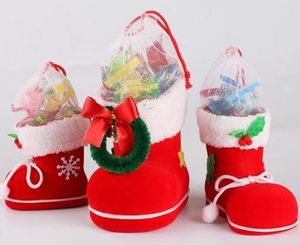 Sacchetto regalo di Natale Spirito elfo Caramelle Stivali Scarpe Supporti per calze NATALE Decorazione per feste Sacchetti di riempimento con coulisse Portapenne Bomboniera natalizia S M L