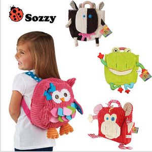 2016 25cm Children SOZZY School Bags Lovely Cartoon Animals Backpacks Baby Plush Shoulder Bag Schoolbag Toddler Snacks Book Bags Kids Gift