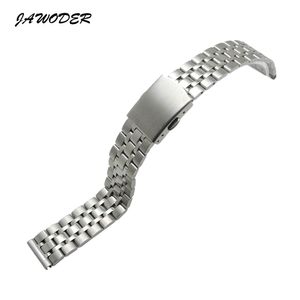 Jawoder Watch Band 10 12 14 16 18 19 20mm Puro Sólido Sólido Polimento de Aço Inoxidável + Relógio Escovado Strap Implantação Buckle Braceletes