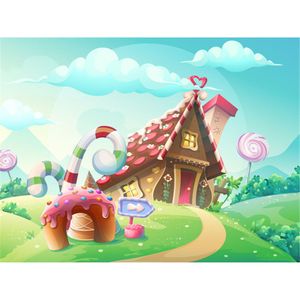 Digital Gedruckt Cartoon Candy Haus Hintergrund Baby Neugeborenen Studio Foto Schießen Requisiten Kinder Kinder Geburtstag Party Fotografie Hintergründe