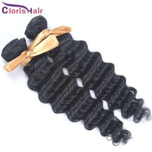 Super Hold Mix 2 Bunds obearbetade Curly Brasilian Deep Wave Virgin Hair Weave 100% Human Hair Extensions Snabbleverans Dip Dye Diy