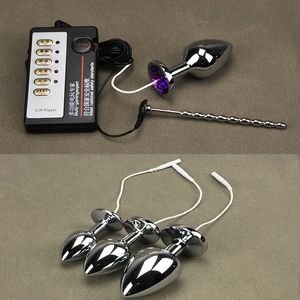 Electric Shock Anal plug Electric Stainless Steel Urethral Sound Catheter Penis Ring Adult Erotic Medical Sex Toys For Men