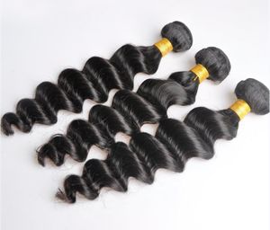 Indian Virgin Human Hair Loose Deep Wave Obehandlat Remy Hair Weaves Dubbel Wefts 100g/Bundle 2Bundle/Lot kan färgas blekt