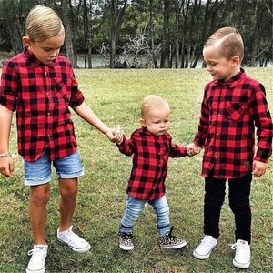 Baby Girl Cotton Plaid collared Shirt Kids Red Plaid Blouse Baby Girl Autumn Tops Toddler Casual Blouse