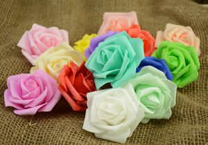 7 cm künstliche Schaumrosen Blumen für Zuhause, Hochzeitsdekoration, Scrapbooking, PE-Blütenköpfe, küssende Kugeln, mehrfarbig, G57