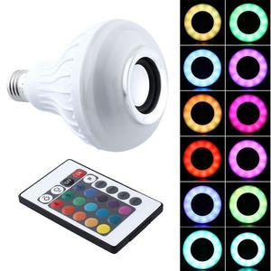 Hot Sale RGB LED Light Bulb E27 12W Wireless Bluetooth Speaker Music Playing 16 Colors Lamp Bulb Lighting With 24 Key Remote Controller