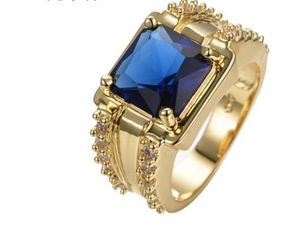 Wholesale three stone opal ring resale online - yellow gold filled inlay blue diamond wolmen s ring szie sdfd