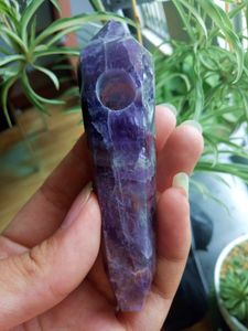 1st gratis frakt! Natural Dream Amethyst Crystal Smoking Pipe Amethyst Crystal Quartz Cigaretthållare som gåva