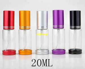 10 sztuk / partia Darmowa Wysyłka Kolorowe 20ml Szklana butelka perfum z aluminium Anti Wrestling Ring Puste Atomizer Spray Butelki Parfum