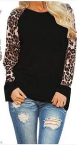 Mode bluas t shirt 2022 nya kvinnor damer vår höst långärmad leopard lösa casual tees topps plus size s-5xl