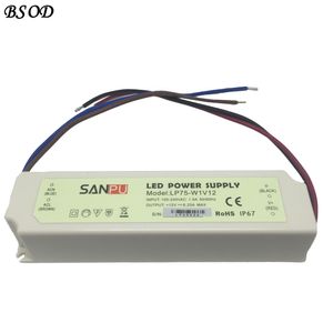SANPU 70W Waterproof LED Power Supply 12V/24V DC Driver IP67 White Plastic Shell Strip Transformer LP75-W1