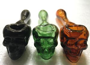 Pyrex Skull Bruciatore a olio in vetro Fumatori per pipa a mano Gorgogliatori Tubi per vaporizzatore secco per tabacco curvo per narghilè