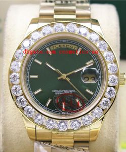 Moda di lusso nuovo quadrante verde solido oro giallo 18kt 41 mm orologio con diamanti più grande lunetta in ceramica orologi meccanici automatici da uomo di alta qualità