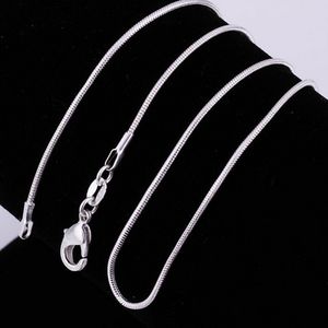 925 Sterling Silver släta ormkedjor Halsband För kvinnor Modesmycken Hummerlås 1MM Kedjestorlek 16-30 tum