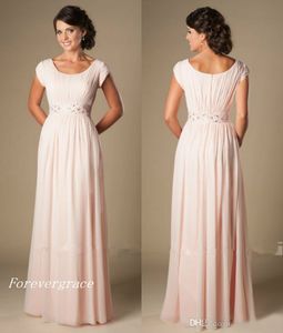 Country Style Blushing Pink Long Bridesmaid Dress Chiffon Beach South African Maid of Honor Dress Wedding Guest Gown Custom Gjorda Plus Storlek