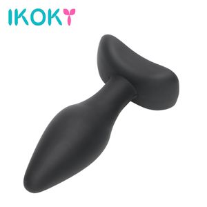 IKOKY Butt Plug for Beginner Anal Plug Prostate Massager Silicone Black Erotic Toys Anal Sex Toys for Men Women Adult Products q170718