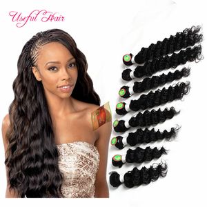 Kinesiskt Human Hair Weave 8Bundles Ombre Hair Bundles Loose Wave Deep Curly Brazilian Human Weft Marley Weaves Braiding Hair Extensions