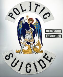 Anpassad MC Patch Politic Suicide Angel broderad järn eller sy på jackan tillbaka DIY