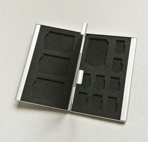 Portable Case Deck Aluminium Alloy 8TF + 4SD Memory Cards Storage Box Holder For 4pcs SD card+8pcs TF card(Micro SD card)