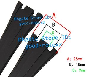 Верхний ремешок для часов 28 мм, 18 мм, 9 мм, черный резиновый ремешок с застежкой 15710 Ремешки для часов 15703 Мужские водонепроницаемые часы 3126 Стальная пряжка Clasp267D