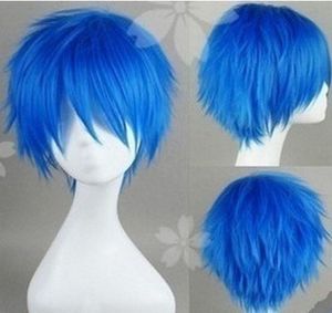 100% Brand New High Quality Fashion Picture full lace wigs> Short Cosplay V home KAITO Brother blue turned Alice Wig W01