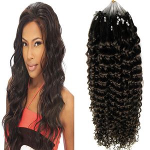 7a extensões brasileiras de micro laço 100g Aplicar Cabelo Natural Micro Link Extensões de Cabelo Humano 100s kinky curly extensões de cabelo de micro laço