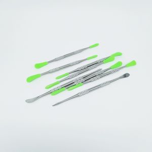 OEM Wax Dabbers Dabbing Tool Tillbehör med silikontips 106mm Glass Dabber Tool Rostfritt stål Rengöringsverktyg